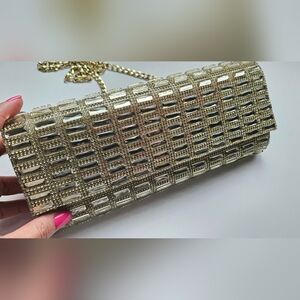 NEW Crystal clutch with chainlink crossbody strap